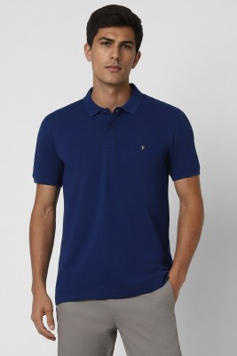 VAN HEUSEN Solid Men Polo Neck Blue T-Shirt