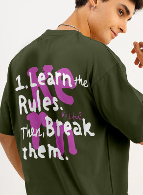 Triptee Printed, Typography Men Round Neck Dark Green T-Shirt