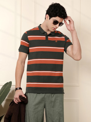 WROGN Striped Men Polo Neck Multicolor T-Shirt