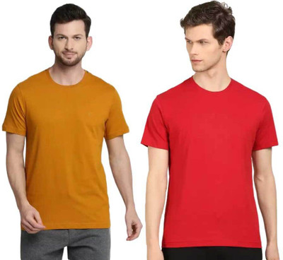 VAN HEUSEN Solid Men Round Neck Multicolor T-Shirt