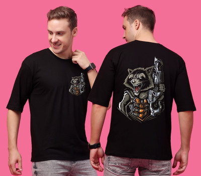SWIFTLY Graphic Print Men Round Neck Black T-Shirt
