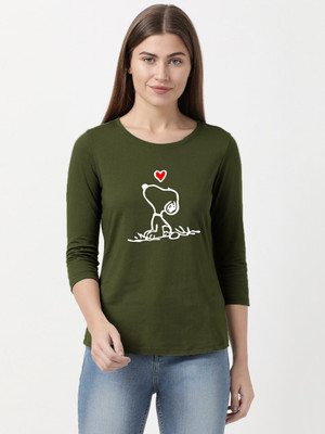 Trendtee Graphic Print Women Round Neck Green T-Shirt