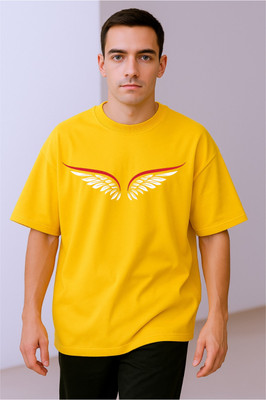 goodsign Printed Men Round Neck Yellow T-Shirt