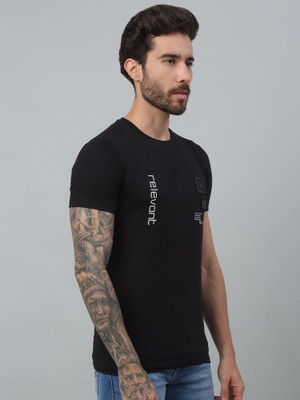 CANTABIL Printed Men Round Neck Black T-Shirt
