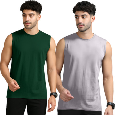 Moordale Solid Men Round Neck Dark Green, Purple T-Shirt