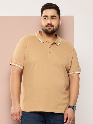 Sztori Solid Men Polo Neck Beige T-Shirt