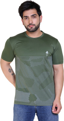 Bowden & Cahill Printed Men Round Neck Dark Green T-Shirt