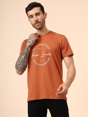 CANTABIL Printed Men Round Neck Brown T-Shirt