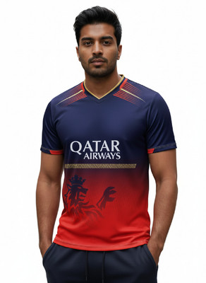 PRASEL Printed Men V Neck Red T-Shirt