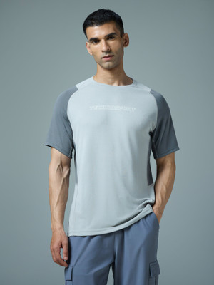 TECHNOSPORT Colorblock Men Crew Neck Grey T-Shirt