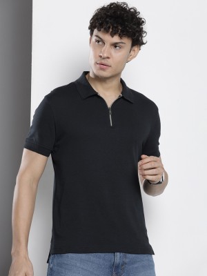 TOMMY HILFIGER Solid Men Polo Neck Navy Blue T-Shirt