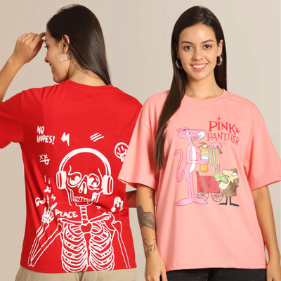 Mast & Harbour Graphic Print Women Round Neck Multicolor T-Shirt