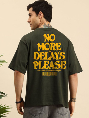Mast & Harbour Printed Men Round Neck Dark Green T-Shirt
