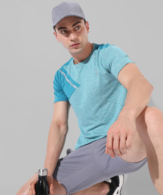 CAMPUS SUTRA Solid Men Crew Neck Blue T-Shirt
