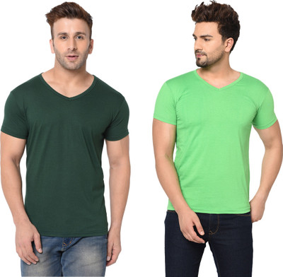 Moordale Fab Solid Men V Neck Green, Light Green T-Shirt