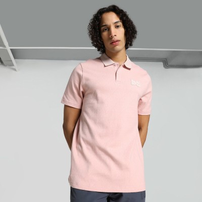 PUMA Self Design Men Polo Neck Pink T-Shirt