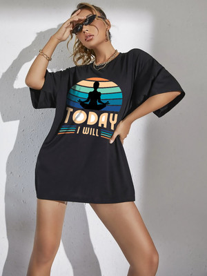 prageet Graphic Print Women Round Neck Black T-Shirt