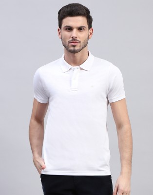 MONTE CARLO Solid Men Polo Neck White T-Shirt