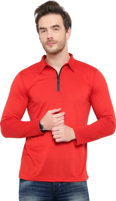 JB Jangoboy Solid Men Polo Neck Red T-Shirt