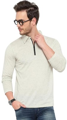 Alkaenterprise Solid Men Polo Neck Light Green T-Shirt