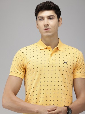 Arrow Sport Printed Men Polo Neck Yellow T-Shirt