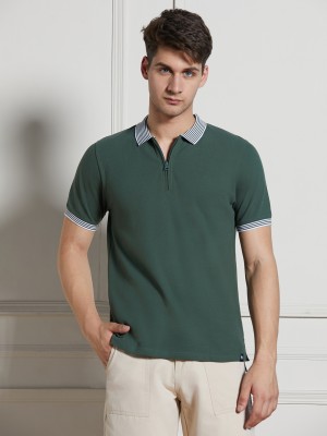 Dennis Lingo Solid Men Polo Neck Green T-Shirt