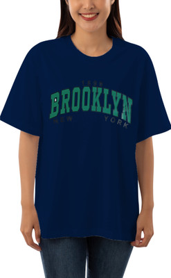 HouseOfCommon Graphic Print Women Round Neck Blue T-Shirt