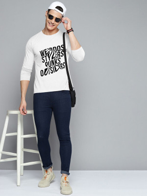 Trend Twisst Printed Men Round Neck White, Black T-Shirt