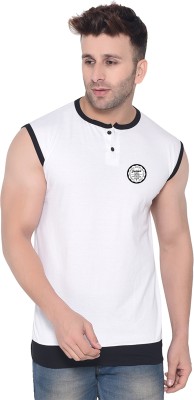 Lawful Casual Solid Men Henley Neck White T-Shirt