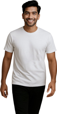 Rimore Clothing Solid Men Round Neck White T-Shirt