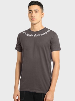 BEWAKOOF Graphic Print, Typography Men Round Neck Grey T-Shirt