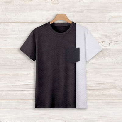TANNU FAB Colorblock Men Round Neck Black T-Shirt