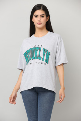 The Daspr Nation Printed Women Round Neck Grey T-Shirt