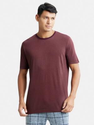 JOCKEY Striped Men Round Neck Purple T-Shirt