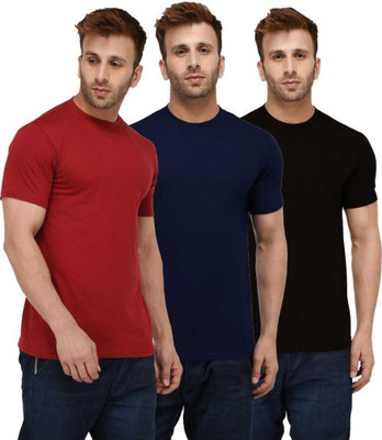 INKKR Solid Men Round Neck Multicolor T-Shirt