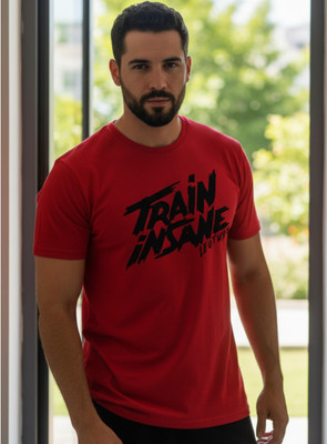 JUST ROAR Printed Men Round Neck Red T-Shirt