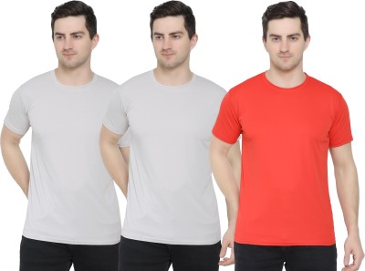 YUALIN CREATION Solid Men Round Neck Red T-Shirt