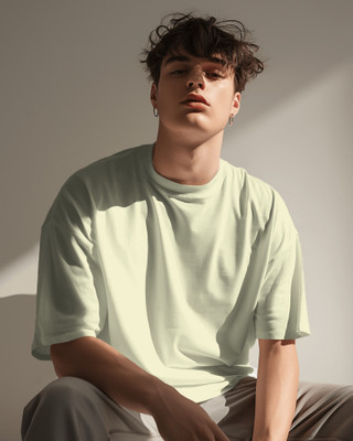 Mono Urban Solid Men Round Neck Green T-Shirt