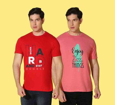 WOOSTRO Printed Men Round Neck Multicolor T-Shirt