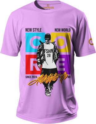 Enciger Printed Men Round Neck Purple T-Shirt