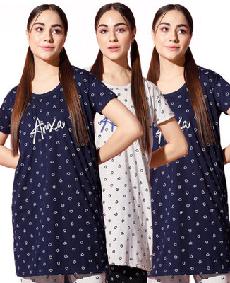 Fit N Fame Printed Women Round Neck Multicolor T-Shirt