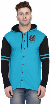Blisstone Printed Men Hooded Neck Multicolor T-Shirt