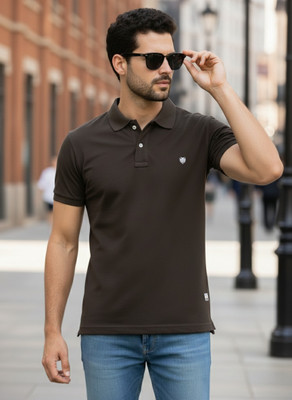 Alan Jones Solid Men Polo Neck Grey T-Shirt