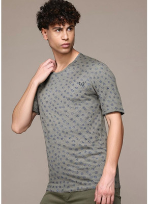 MACK JONNEY Printed Men Round Neck Grey T-Shirt