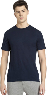 JOCKEY Solid Men Round Neck Dark Blue T-Shirt
