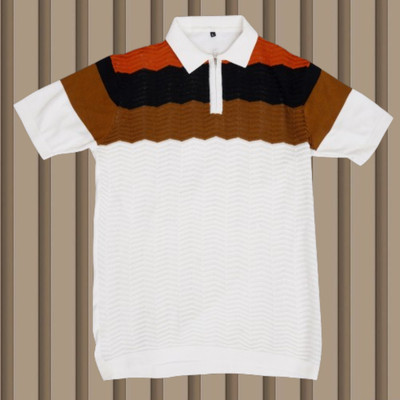 zanskarman Solid Men Polo Neck Brown T-Shirt