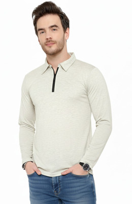 Jangoboy Solid Men Polo Neck Dark Green T-Shirt