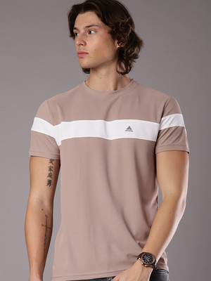 V-MART Colorblock Men Round Neck Purple T-Shirt