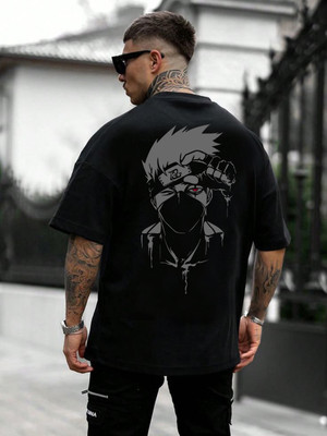 BQF Printed Men Round Neck Black T-Shirt