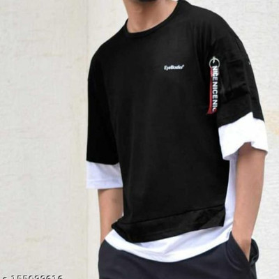 TARSHI Printed Men Round Neck Black T-Shirt
